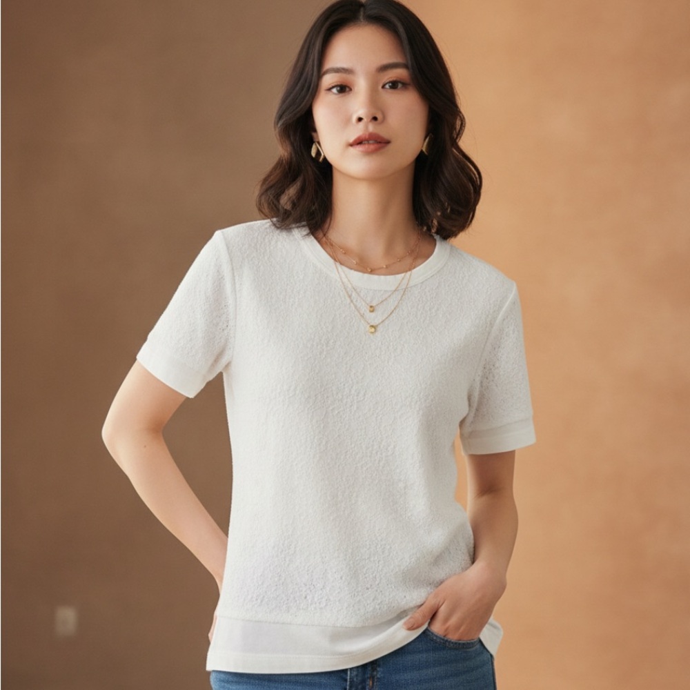Comme des Garcons Women’s White Lace T Shirt Short Sleeve Medium